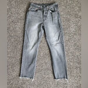 Levi’s 501 Gray Relaxed Tapered Jeans W26 L30 Raw Hem